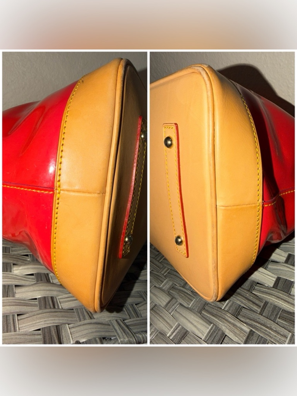 Dooney & Bourke Patent Leather Top Handle Satchel in Red Orange - Leather trim - Picture 5 of 16